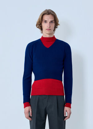 Jil Sander Layered Knit Sweater Blue jil0164002