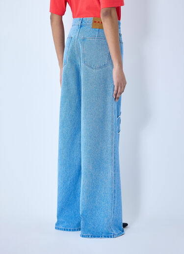 LN-CC® - Marni: Denim Jeans With Flower Motif - Blue Marni Denim Jeans With Flower Motif Blue mni0259007