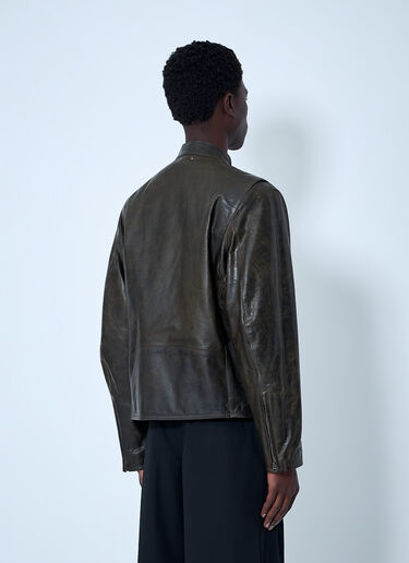 Lemaire Leather Zip Jacket Dark Khaki lem0164016