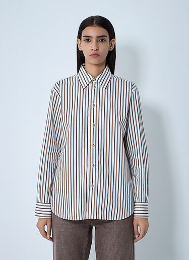 LN-CC® - Bottega Veneta: Stripe Button-Down Shirt - Brown Bottega Veneta Stripe Button-Down Shirt Brown bov0262043