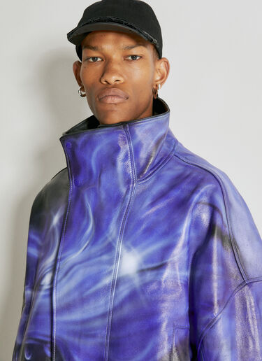LN-CC® - Gerrit Jacob: Oversized High Neck Leather Jacket - Purple Gerrit Jacob Oversized High Neck Leather Jacket Purple gjb0154007
