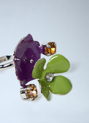 Marni Metal Flower Ring Green mni0263024
