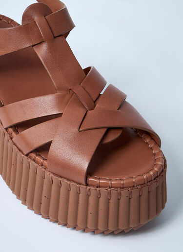 Chloé Leather Nama Platform Sandals Brown chl0261032