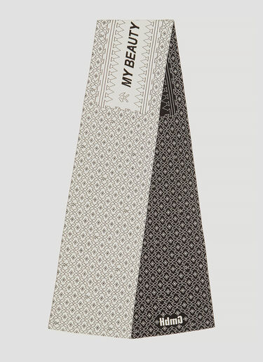 GmbH My Beauty Offends You Intarsia Knit Scarf White gmb0334007