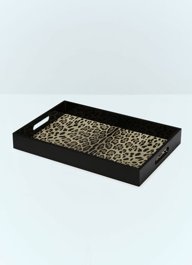 LN-CC® - Dolce & Gabbana Casa: Leopard Wooden Tray - Black Dolce & Gabbana Casa Leopard Wooden Tray Black wps0691214