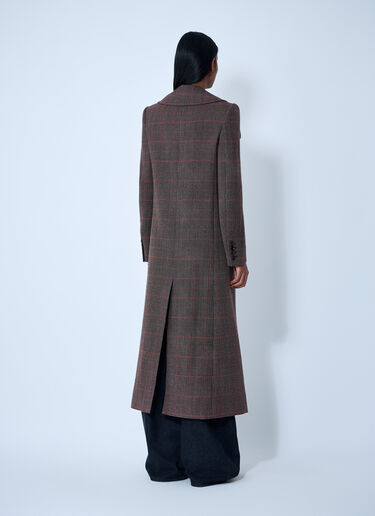 Chloé Double-Breasted Check Wool Coat Brown chl0261013