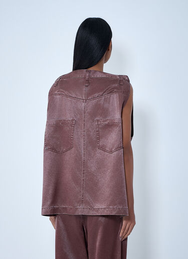Issey Miyake 缎面丹宁无袖上衣 棕色 ism0263002
