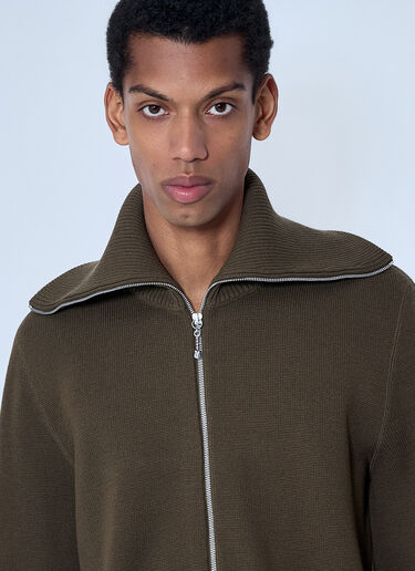 LN-CC® - Bottega Veneta: Zip-Front High Collar Cardigan - Dark Green Bottega Veneta Zip-Front High Collar Cardigan Dark Green bov0164014