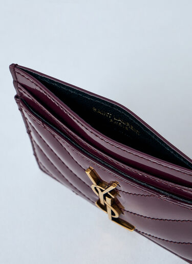 LN-CC® - Saint Laurent: Logo Plaque Leather Cardholder - Red Saint Laurent Logo Plaque Leather Cardholder Red sla0258031
