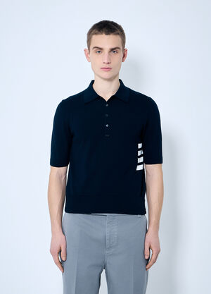 LN-CC® - Thom Browne: Knit Rugby Jersey Short Sleeve Top - Navy Thom Browne Knit Rugby Jersey Short Sleeve Top Navy thb0159006