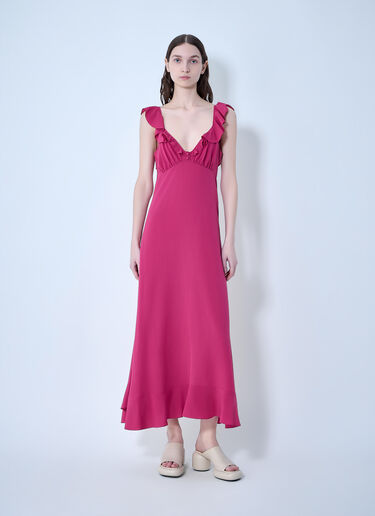 LN-CC® - Chloé: Ruffled Silk Dress - Pink Chloé Ruffled Silk Dress Pink chl0263051