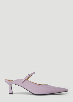 LN-CC® - Reike Nen: Pointed Mary Jane Kitten Heel Mules - Lilac Reike Nen Pointed Mary Jane Kitten Heel Mules Lilac rkn0251001