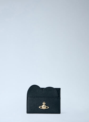 LN-CC® - Vivienne Westwood: 하트 모티프 가죽 카드 홀더 - 블랙 Vivienne Westwood 하트 모티프 가죽 카드 홀더 블랙 vvw0263055