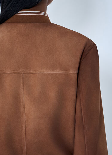 Miu Miu Suede Bomber Jacket Brown miu0263004
