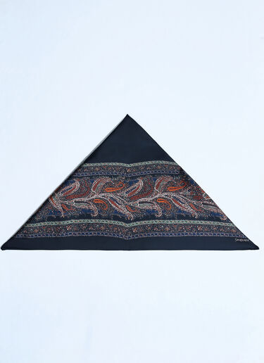 LN-CC® - Saint Laurent: Paisley Silk Square Scarf - Blue Saint Laurent Paisley Silk Square Scarf Blue sla0259046