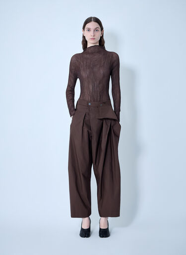 LN-CC® - Issey Miyake: Akimbo 编织裤 - 棕色 Issey Miyake Akimbo 编织裤 棕色 ism0264002