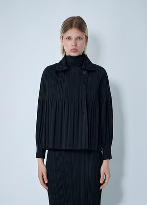 LN-CC® - Pleats Please Issey Miyake: Pleated Smooth Coat - Black Pleats Please Issey Miyake Pleated Smooth Coat Black plp0260014