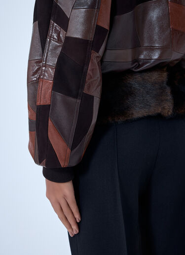 Chloé Patchwork Leather Jacket Brown chl0262006