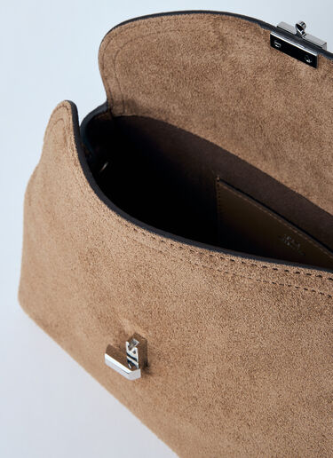 LN-CC® - TOTEME: T-Lock Suede Clutch - Brown TOTEME T-Lock Suede Clutch Brown tot0260006