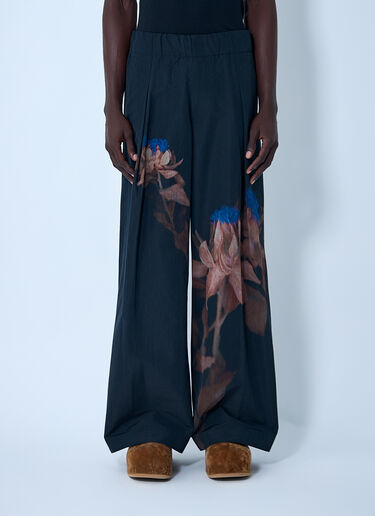 Dries Van Noten Printed Elasticated Pants Black dvn0162015