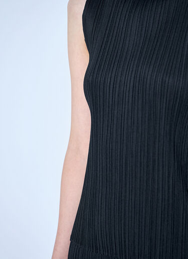 LN-CC® - Pleats Please Issey Miyake: Sleeveless Ribbed High-Neck Top - Black Pleats Please Issey Miyake Sleeveless Ribbed High-Neck Top Black plp0264015