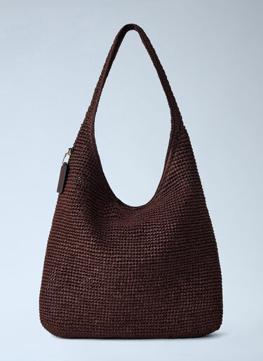 Coach Refined Weave Straw Brooklyn Shoulder Bag 39 Dark Brown coa0264035