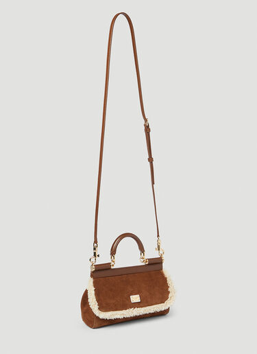 Dolce & Gabbana Sicily Suede Small Handbag Brown dol0254014