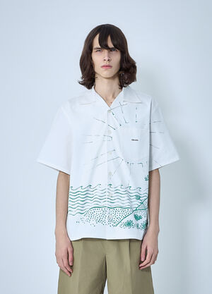LN-CC® - Prada: Wave-Print Oversized Shirt - Green Prada Wave-Print Oversized Shirt Green pra0164019
