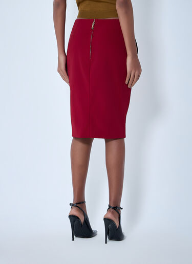 Saint Laurent Pencil Skirt In Smooth Weave Burgundy sla0262004