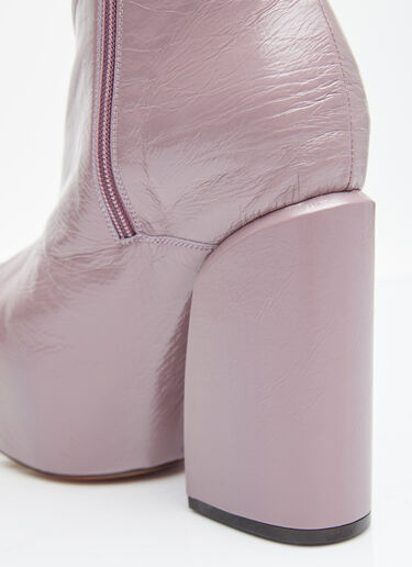 LN-CC® - Dries Van Noten: Platform Heel Leather Boots - Lilac Dries Van Noten Platform Heel Leather Boots Lilac dvn0254035