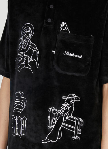 LN-CC® - Saintwoods: Velour Polo Top - Black Saintwoods Velour Polo Top Black swo0151006
