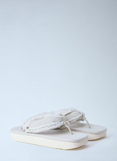 LN-CC® - Rick Owens DRKSHDW: Frayed Edge Thong Sandals - White Rick Owens DRKSHDW Frayed Edge Thong Sandals White drk0164036