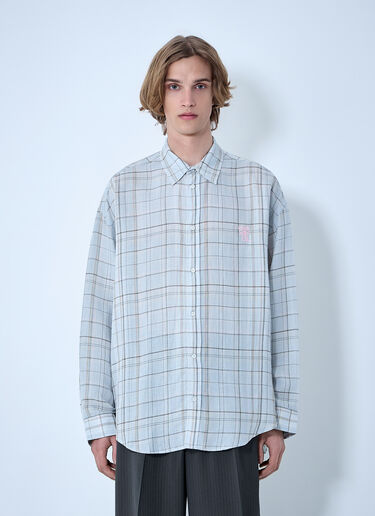 LN-CC® - Acne Studios: Plaid Button-Up Shirt - Grey Acne Studios Plaid Button-Up Shirt Grey acn0164033