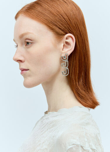 LN-CC® - Marc Jacobs: MJ Logo Earrings - Silver Marc Jacobs MJ Logo Earrings Silver mcj0255004