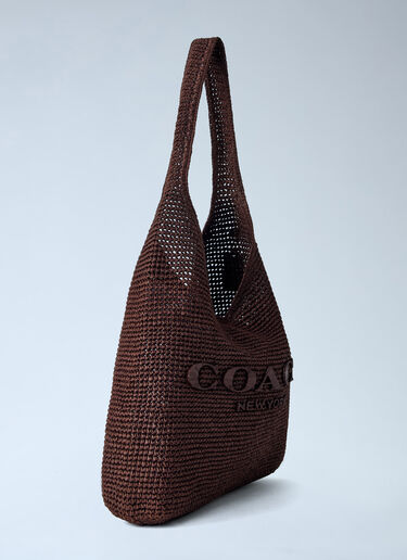 Coach Refined Weave Straw Brooklyn Shoulder Bag 39 Dark Brown coa0264035