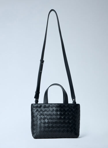 LN-CC® - Bottega Veneta: Mini Intrecciato Zipped Tote Bag - Black Bottega Veneta Mini Intrecciato Zipped Tote Bag Black bov0163005