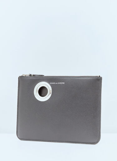 LN-CC® - Comme des Garçons Wallet: Silver Eyelet Pouch - Black Comme des Garçons Wallet Silver Eyelet Pouch Black cdw0357012