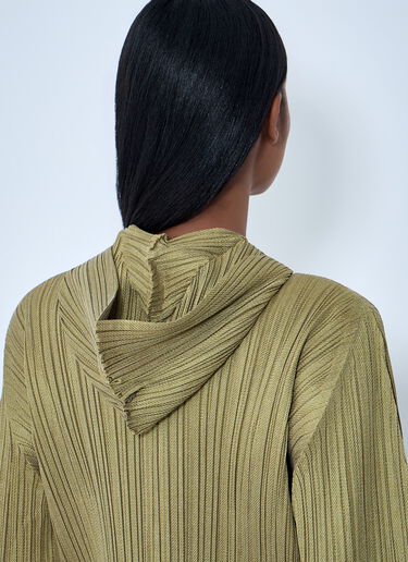 Pleats Please Issey Miyake 리브드 니트 후드 스웨트셔츠 노랑 plp0263010