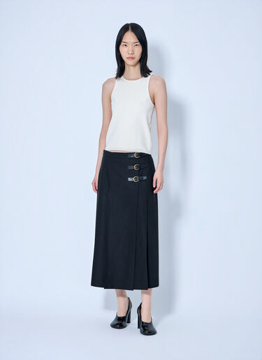 Chloé Virgin Wool Skirt with Buckles Black chl0263021