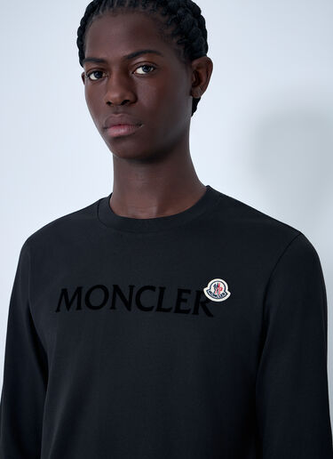 LN-CC® - Moncler: Logo Motif Sweatshirt - Black Moncler Logo Motif Sweatshirt Black mon0163040