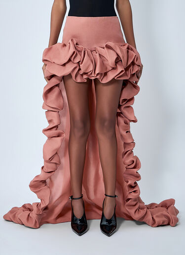 Saint Laurent Silk Ruffle Skirt Pink sla0261017