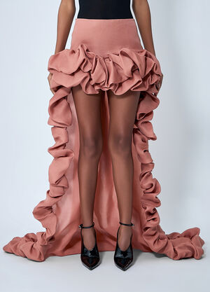 LN-CC® - Saint Laurent: Silk Ruffle Skirt - Pink Saint Laurent Silk Ruffle Skirt Pink sla0261017
