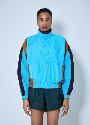 Saint Laurent High-Neck Windbreaker Jacket Light Blue sla0263121