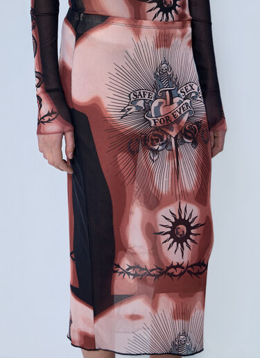 LN-CC® - Jean Paul Gaultier: Re-Edition Safe Sex Tattoo Long Skirt - Brown Jean Paul Gaultier Re-Edition Safe Sex Tattoo Long Skirt Brown jpg0264024