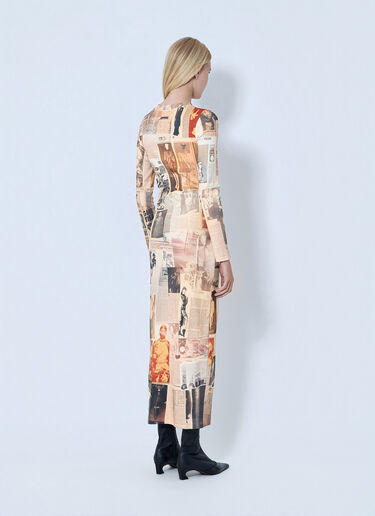 LN-CC® - Jean Paul Gaultier: Journal Printed Long Dress - Beige Jean Paul Gaultier Journal Printed Long Dress Beige jpg0264003