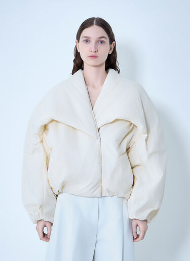 LN-CC® - Jacquemus: The Châle Bomber Jacket - White Jacquemus The Châle Bomber Jacket White jac0264006