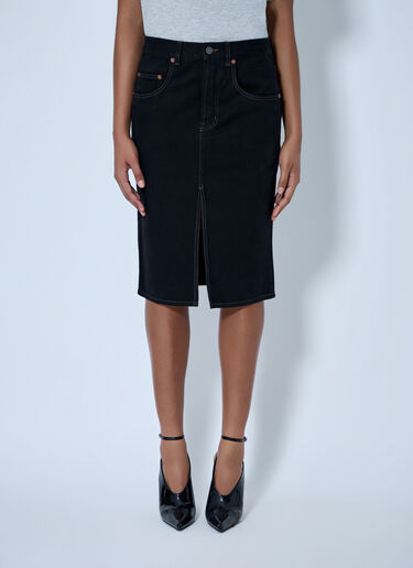 Saint Laurent Denim Midi Skirt Black sla0264040