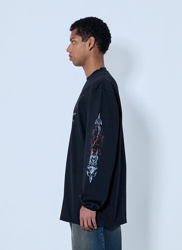 LN-CC® - VETEMENTS: グラフィック ロングスリーブ Tシャツ - ブラック VETEMENTS グラフィック ロングスリーブ Tシャツ ブラック vet0164005