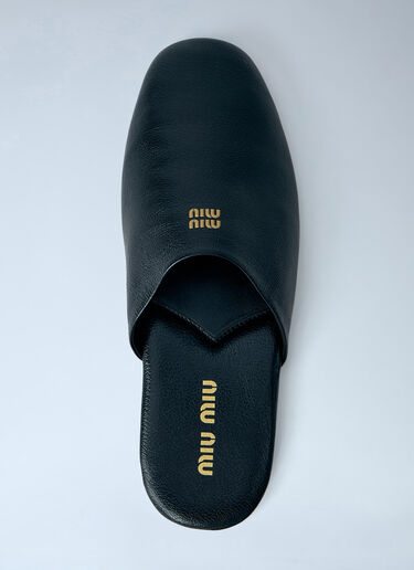 LN-CC® - Miu Miu: Leather Slippers - Black Miu Miu Leather Slippers Black miu0264215