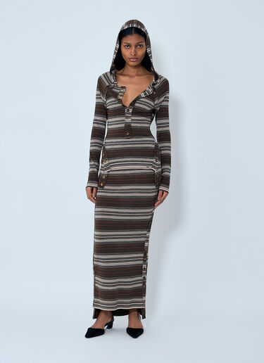 LN-CC® - Miss Sixty x KNWLS: Hooded Stripe Sweater - Brown Miss Sixty x KNWLS Hooded Stripe Sweater Brown msk0263013